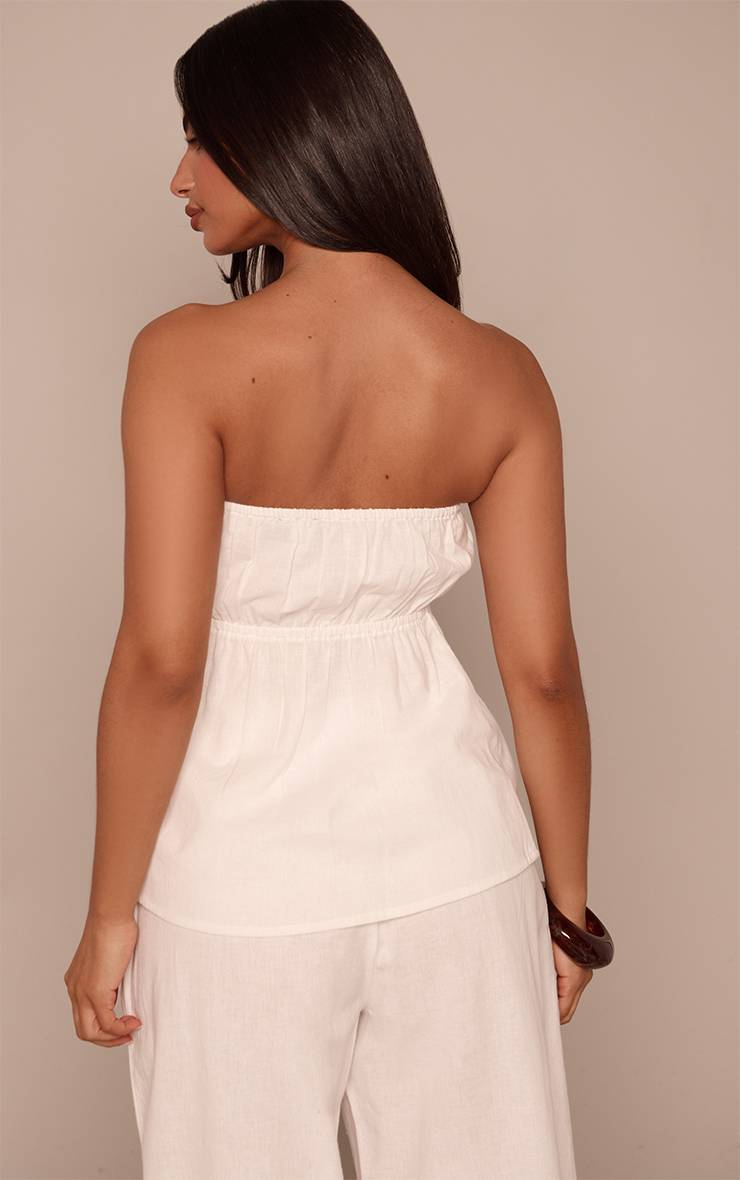 Blanc Top Bandeau À Basque Effet Lin Petite