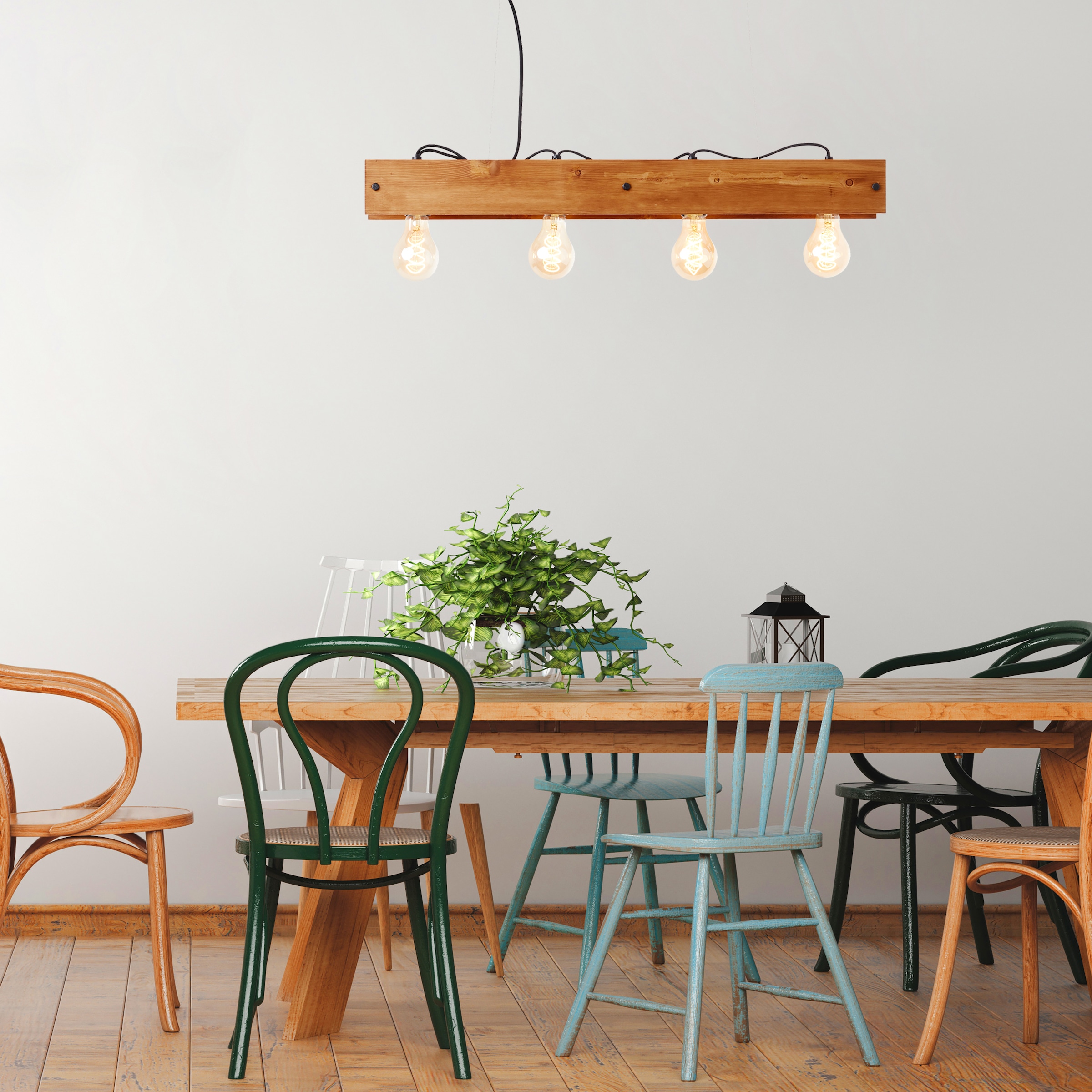 Brilliant Pendelleuchte »Calandra« E27 1 Stk. 149 cm Höhe, E27, Metall/Holz, schwarz/holz