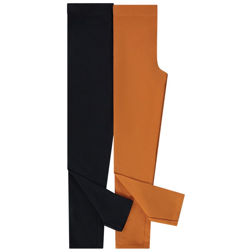 Lot de 2 leggings en molleton pour fille - Moutarde
