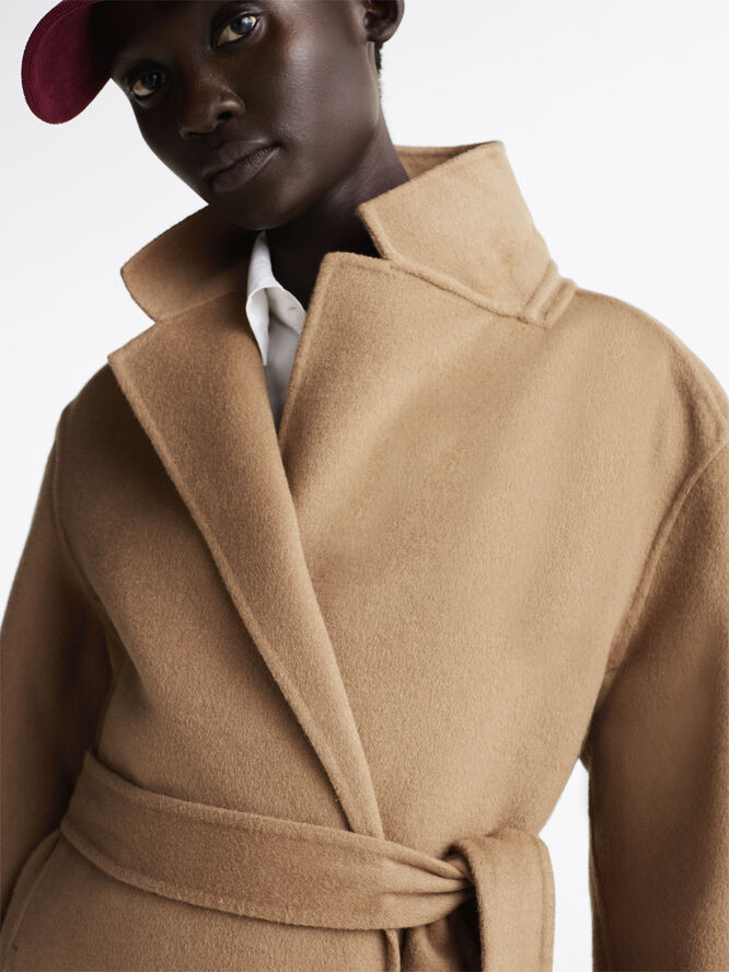 Tommy Hilfiger REG DF WOOL BELTED COAT Light sepia brown