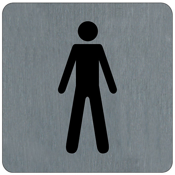 Plaquette de porte toilettes hommes 10 x 10 cm aluminium brossé