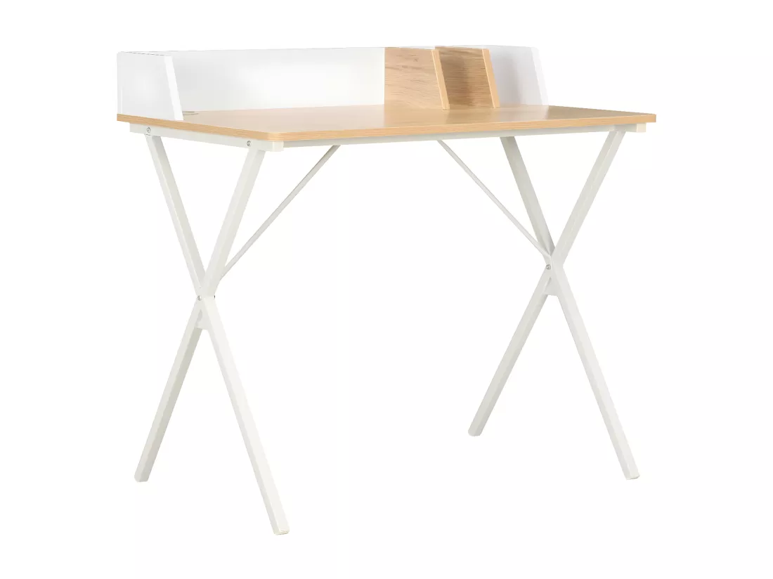 Bureau Blanc et naturel 80x50x84 cm