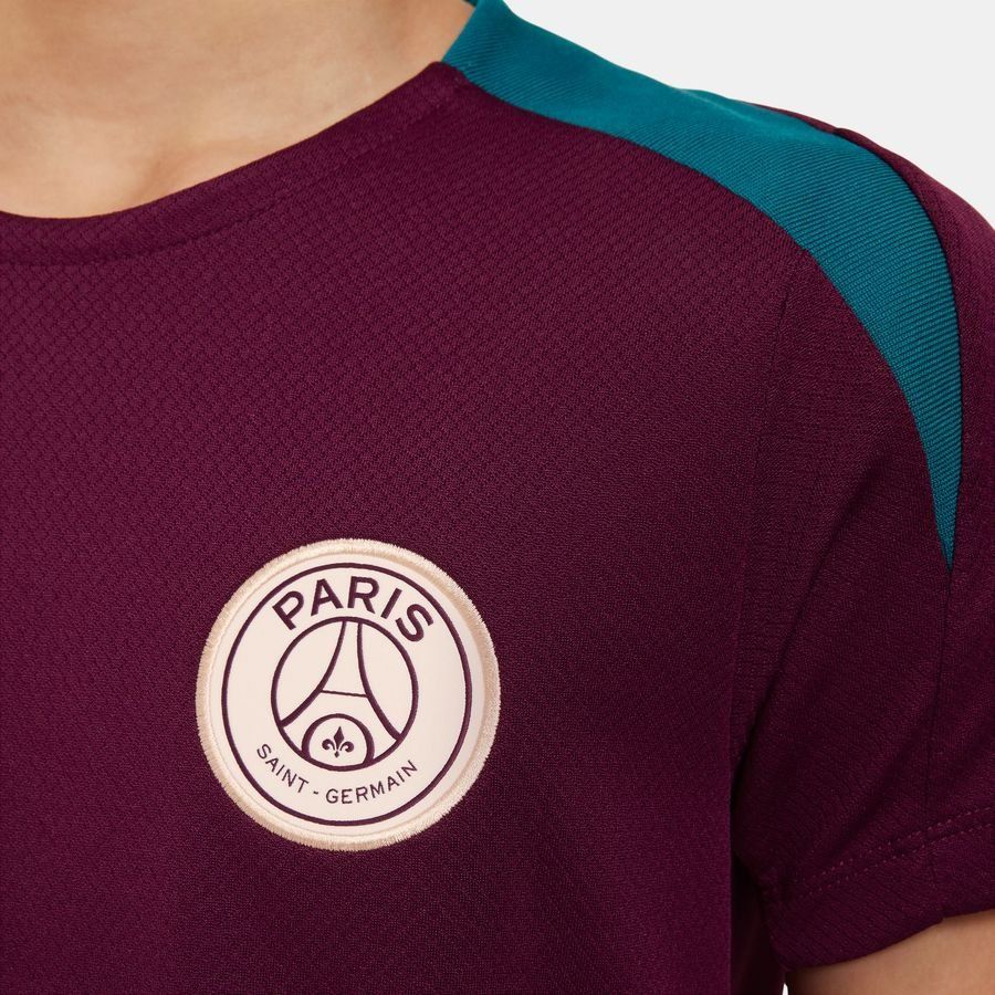 Paris Saint-Germain T-shirt d'Entraînement Dri-FIT Strike - Bordeaux/Geode Teal/Orange Enfant