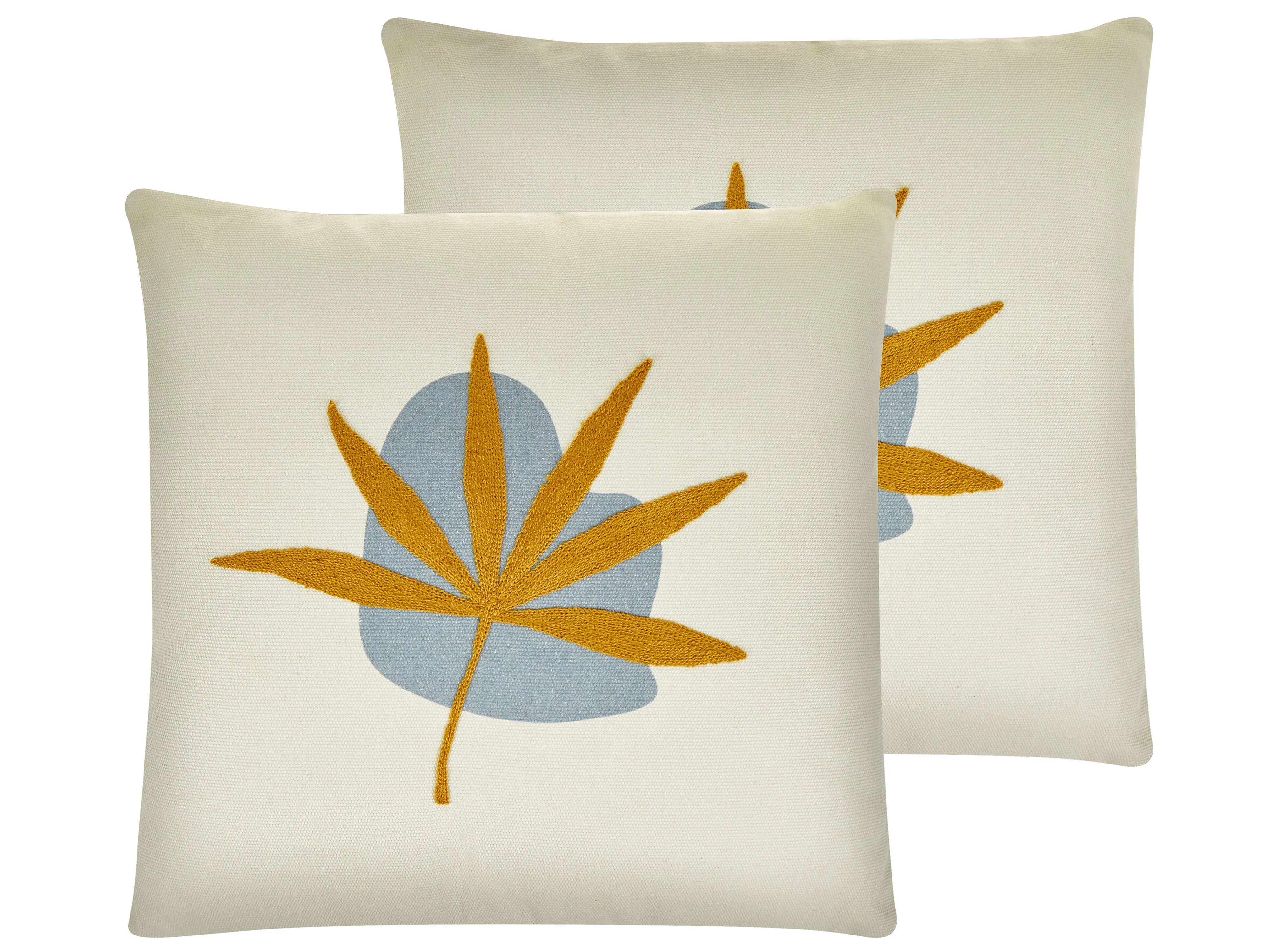 Set van 2 sierkussens DAVALLIA 45 x 45 cm Beige bladpatroon