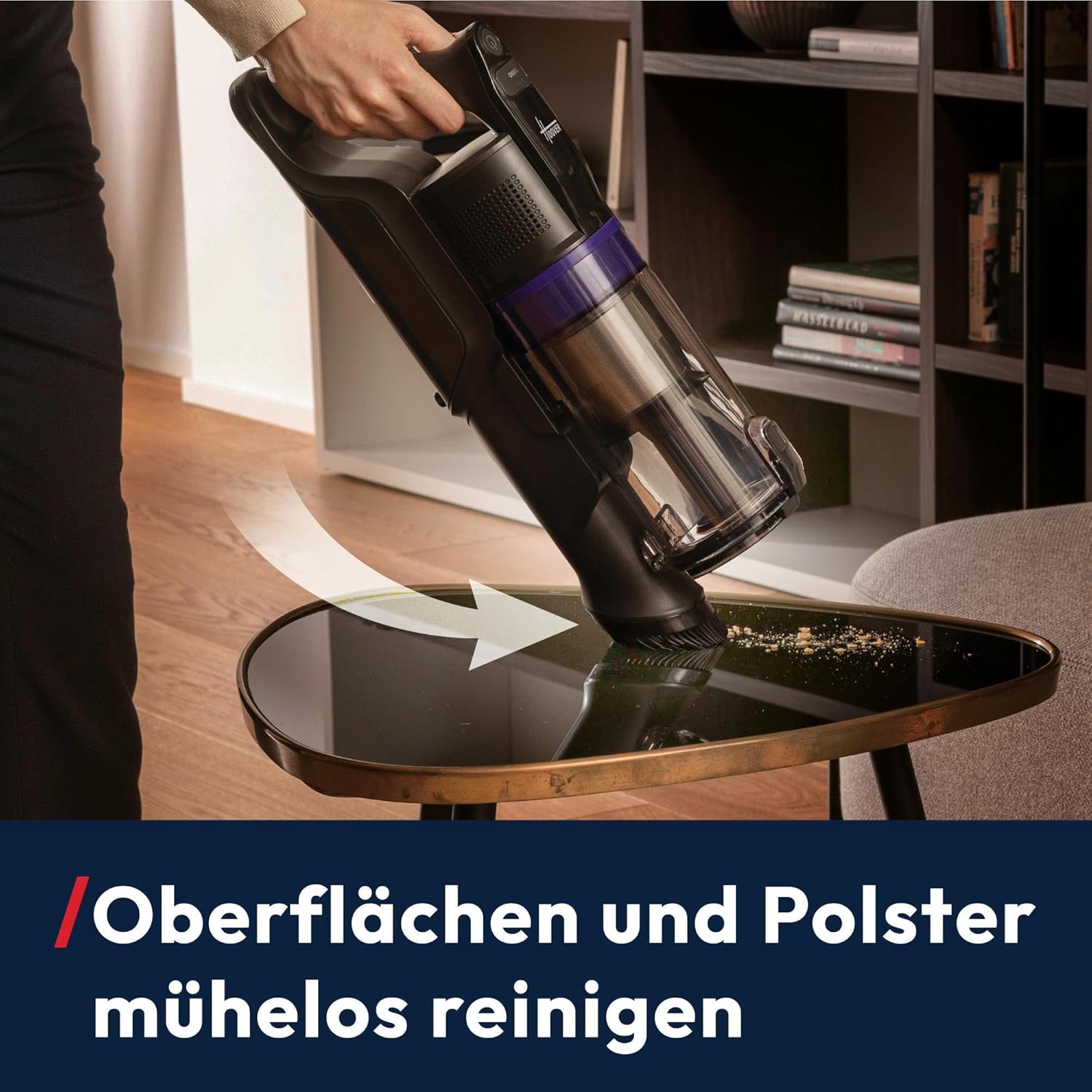 Hoover HF1 Plus Akku Staubsauger mit Anti-Haarverwicklung, Parkfunktion, Staubsauger kabellos mit XL Staubbehälter & LED-Licht, 45min Laufzeit, ideal für Allergiker, Teppich/Hartböden/Auto