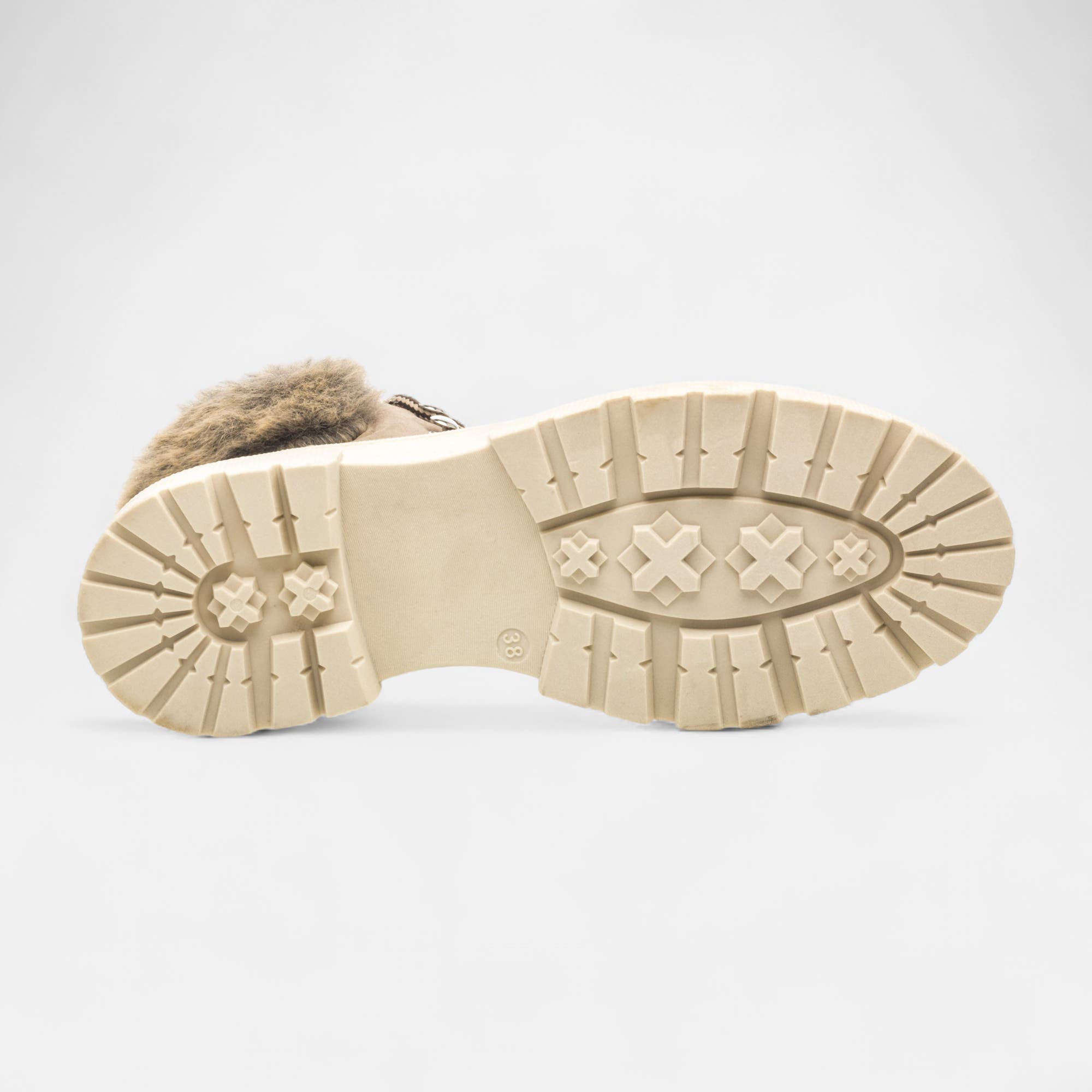 Bottines à lacets Femme en cuir beige