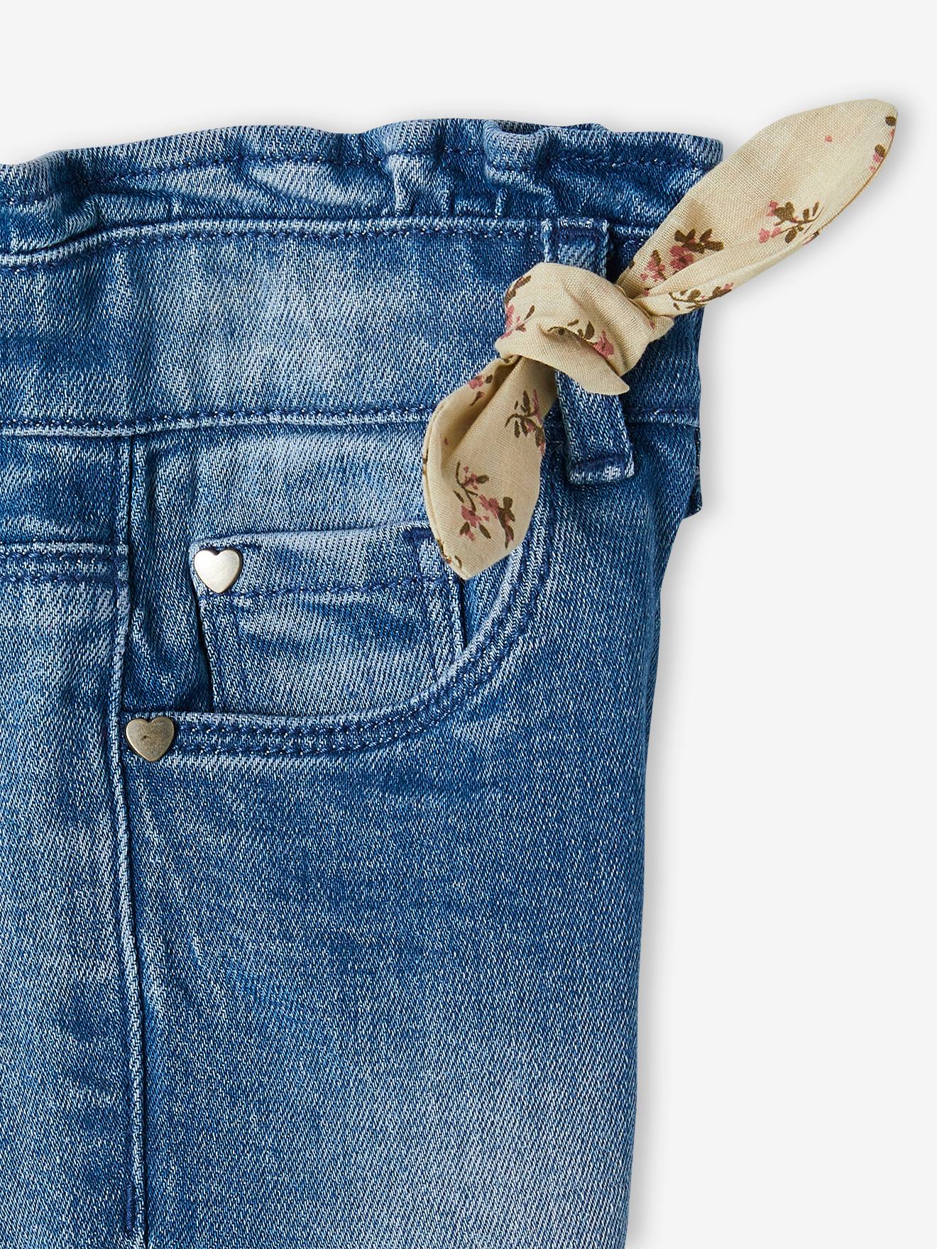 Calça jeans cropped feminina Double Stone com laços.