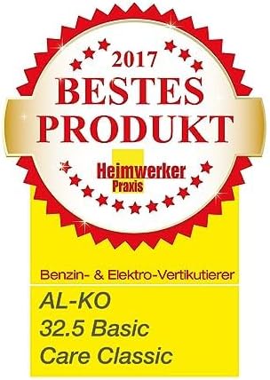 AL-KO Elektro-Vertikutierer Basic Care 32.5 VE Classic, 32 cm Arbeitsbreite, 1000 Watt Motorleistung, 5-fache Arbeitstiefe, inkl. Vertikutierwalze und Fangsack, für Flächen bis 400 m²