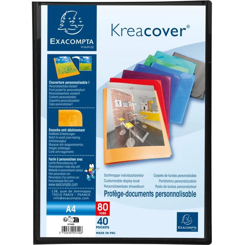 Protège-documents polypropylène semi rigide Kreacover® Opaque 40 pochettes - 80 vues - A4