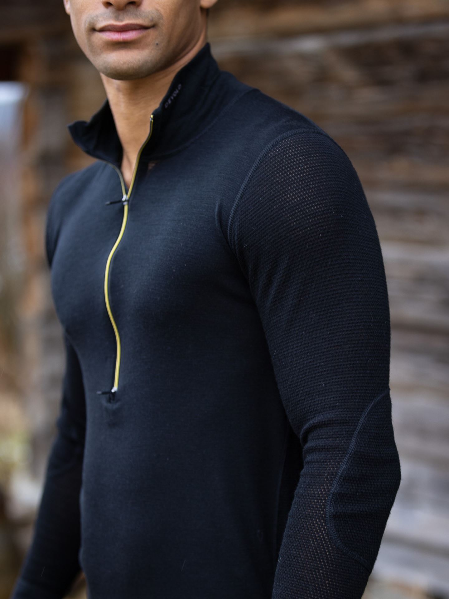 Wool Mesh 190 Zip Neck Man