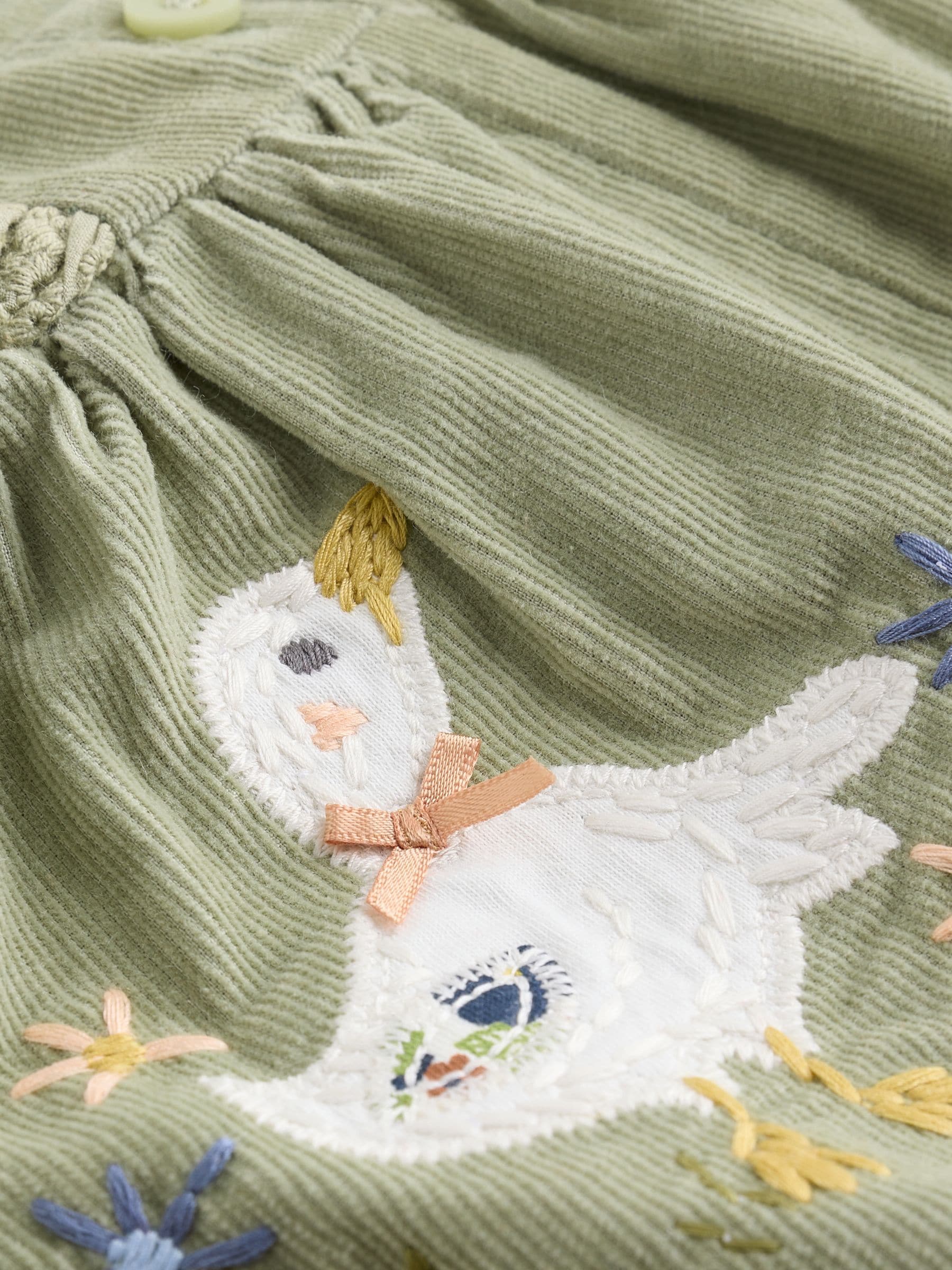 Saliegroen met borduursel - 2 -delige Baby Set van Bodysuit met Lange mouwen en corduroy bretelbroeken (0mnd -3jr)