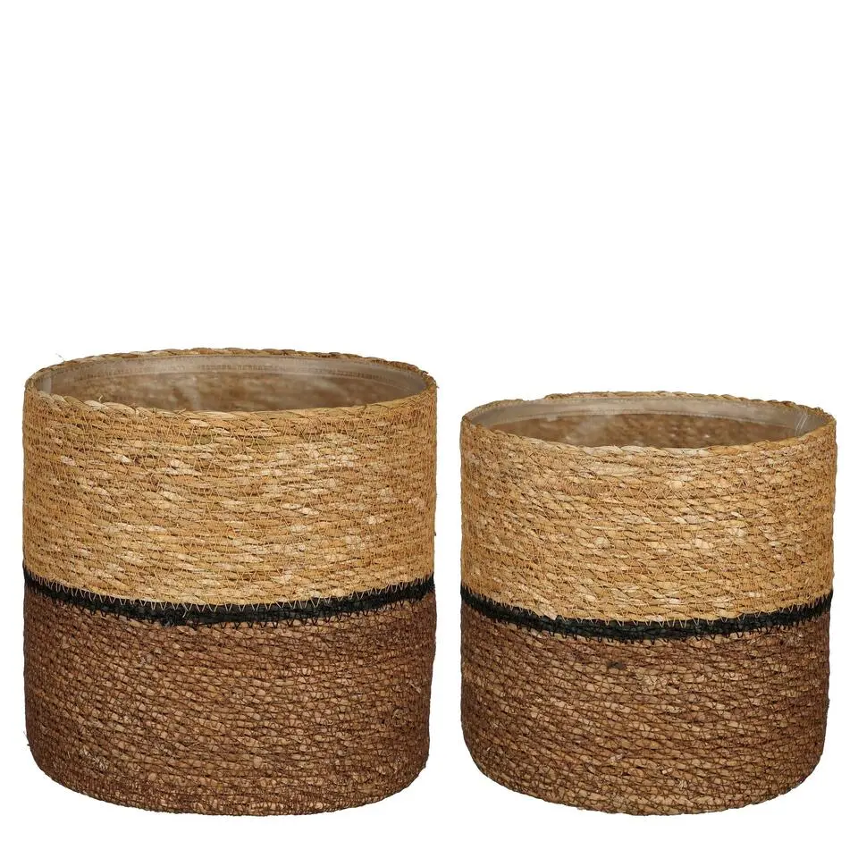 Mica Decorations Damian Plantenmand - Set van 2 - Ø20 cm - Zeegras