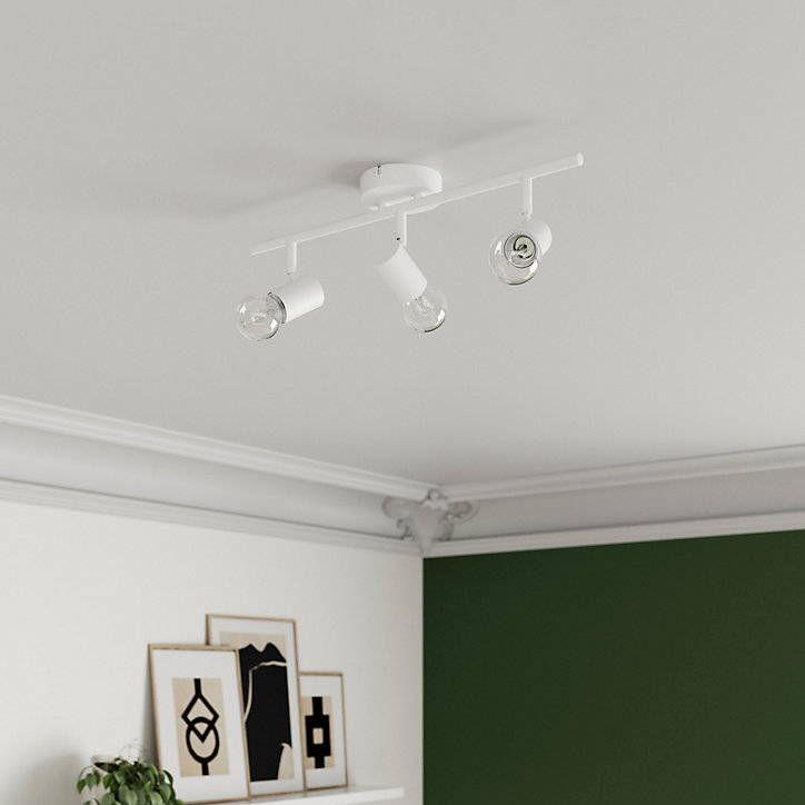 Réglette spot 3 lumières E27 8.6W GoodHome Ghlin blanc mat L.50 x L.10 x H.15 cm