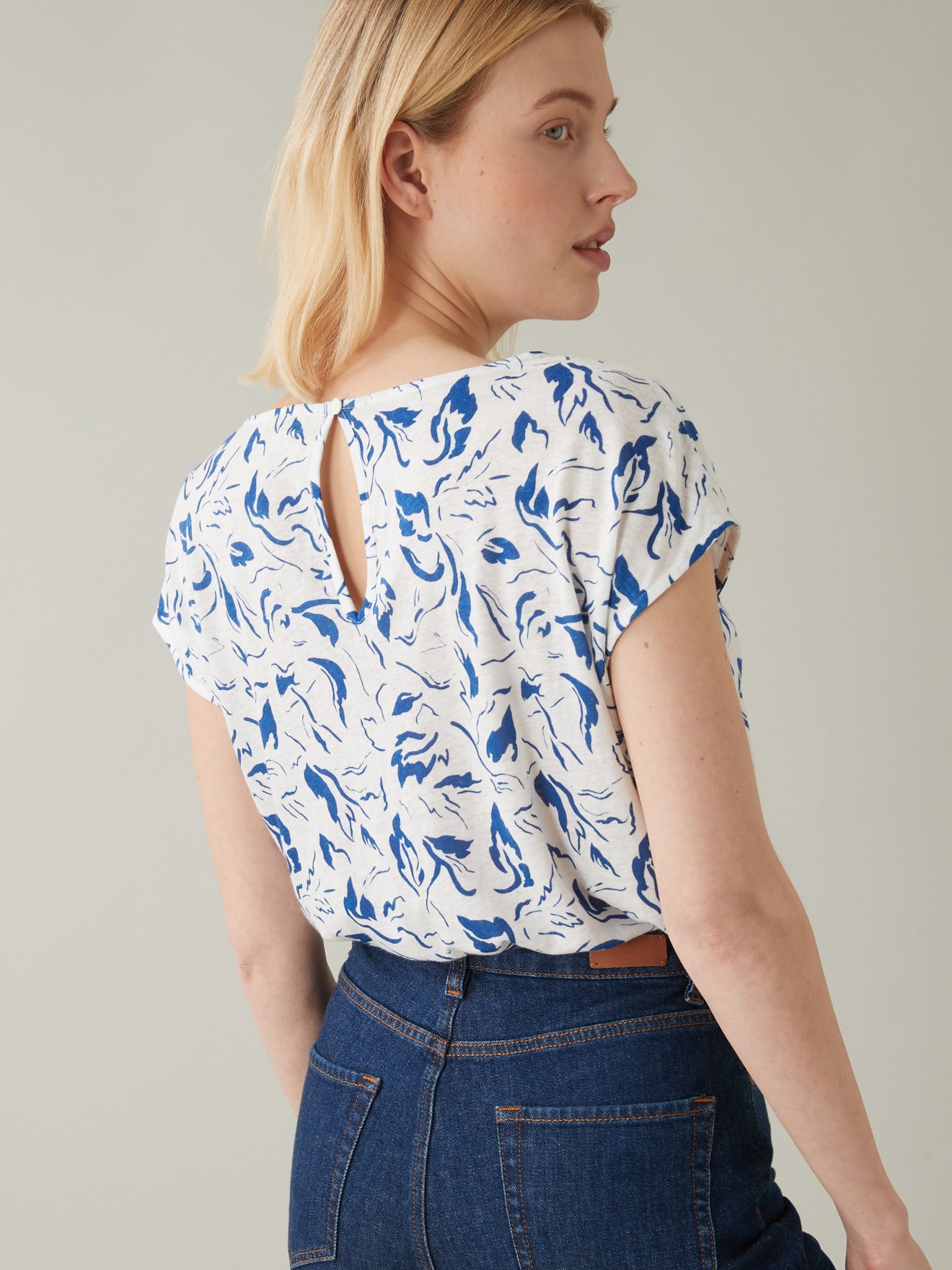 T-shirt femme lin et viscose imprimé Iris