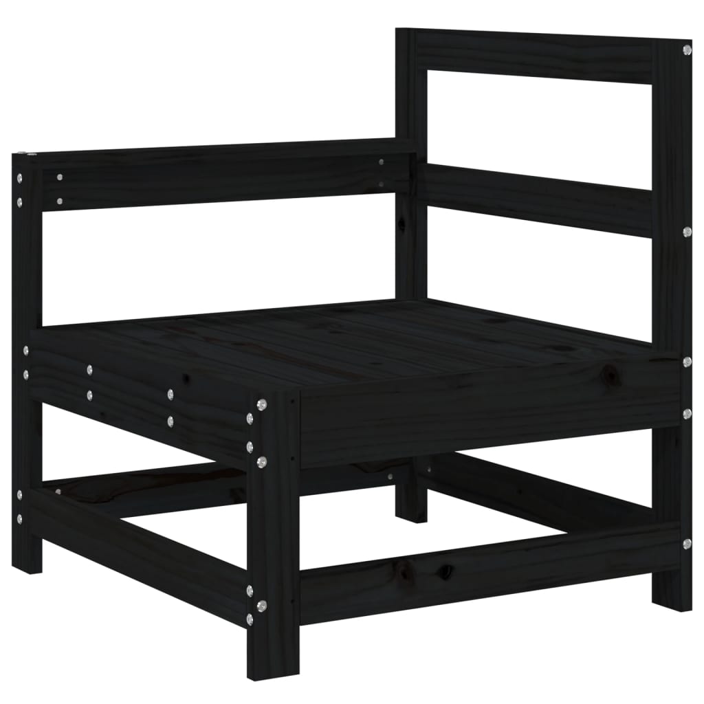 Salon de jardin 5 pcs noir bois massif de pin