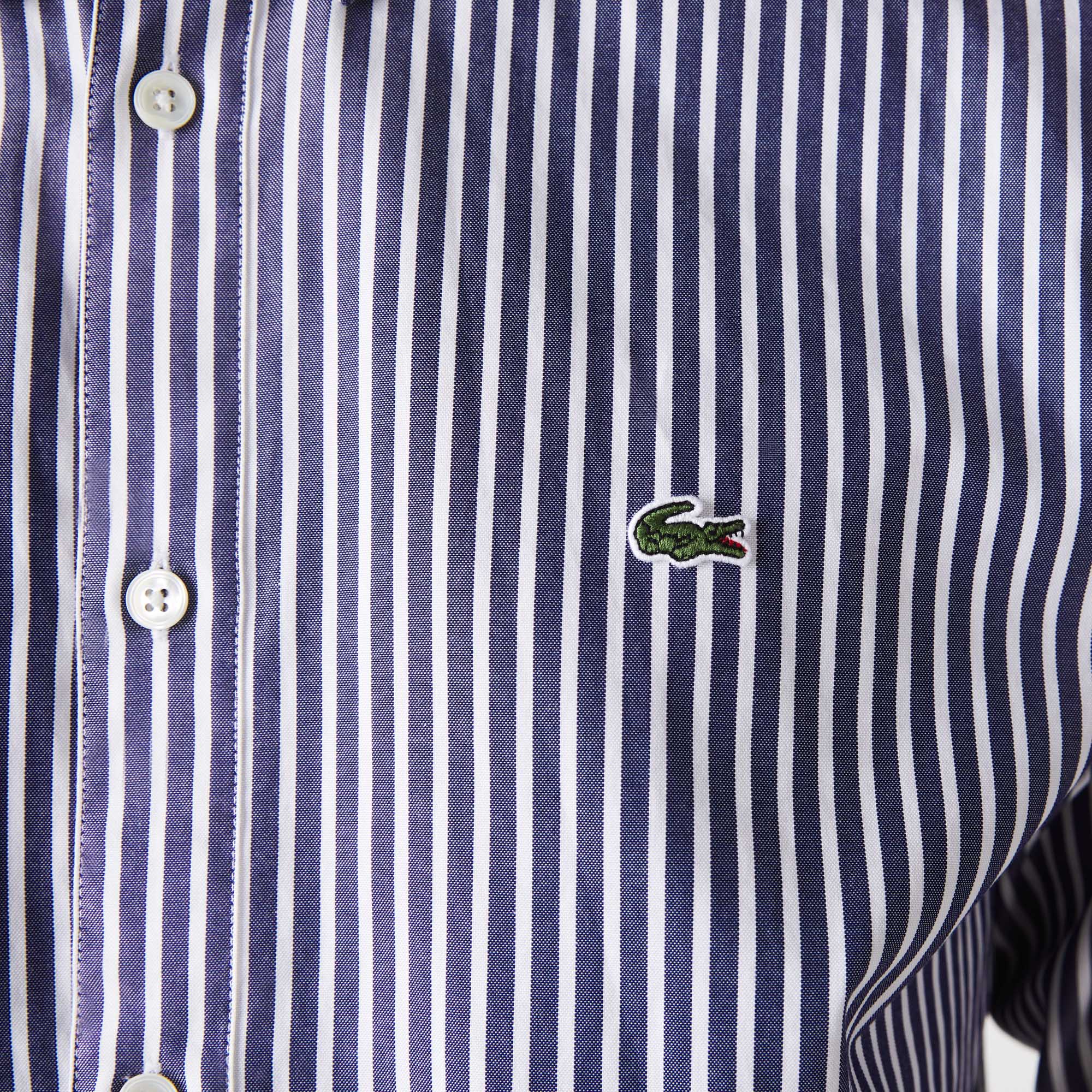 Regular Fit Herren-Hemd aus Baumwolle mit Streifen Lange Armel - Weiss - Lacoste - Herren