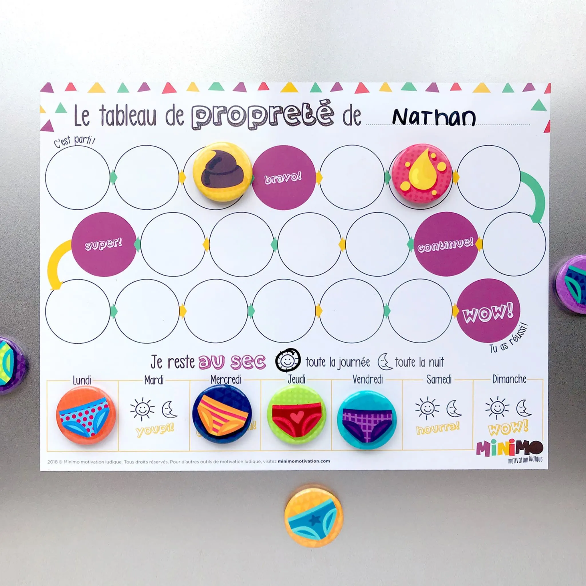 Minimo Tableau de Propreté et 9 Aimants