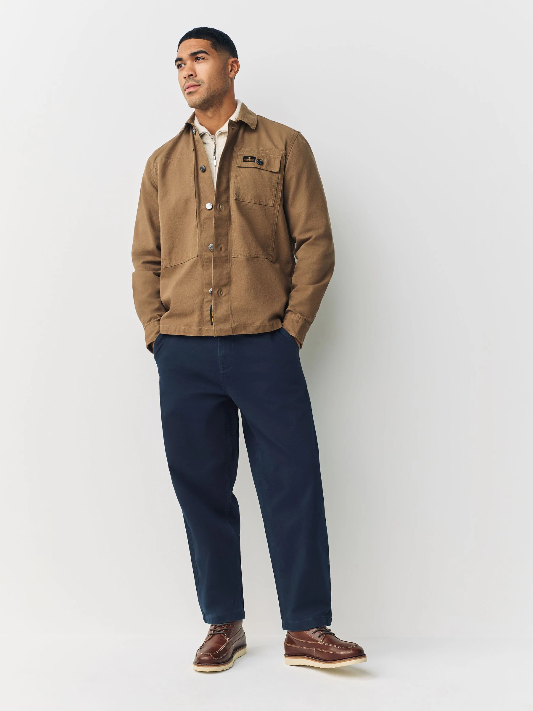 Marineblauw - Barrel Fit - Authentic Cotton Rich Stretch Trousers