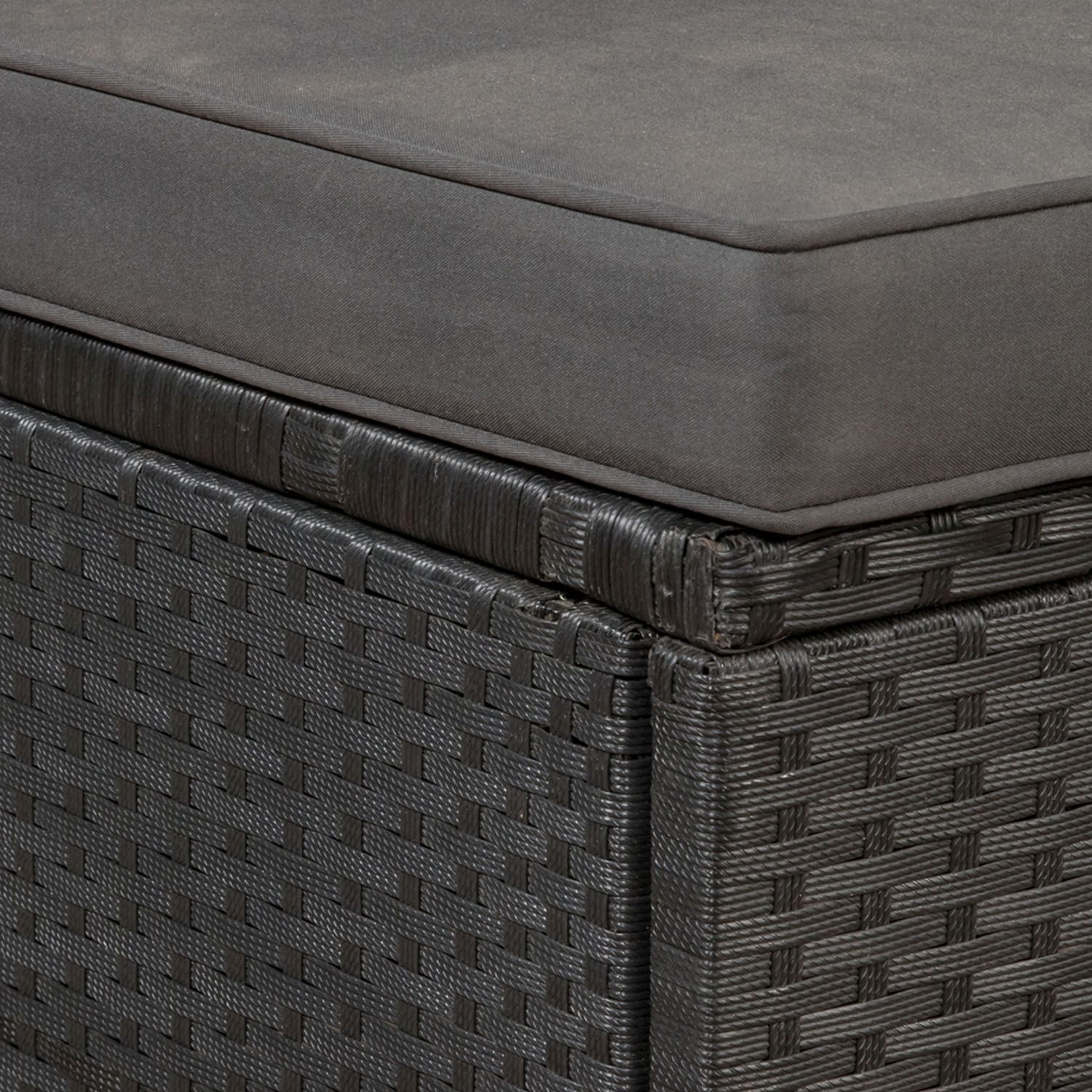 Juskys Polyrattan Lounge Nassau schwarz für 5 Personen mit Ecksofa & Tisch – Bezüge Dunkelgrau