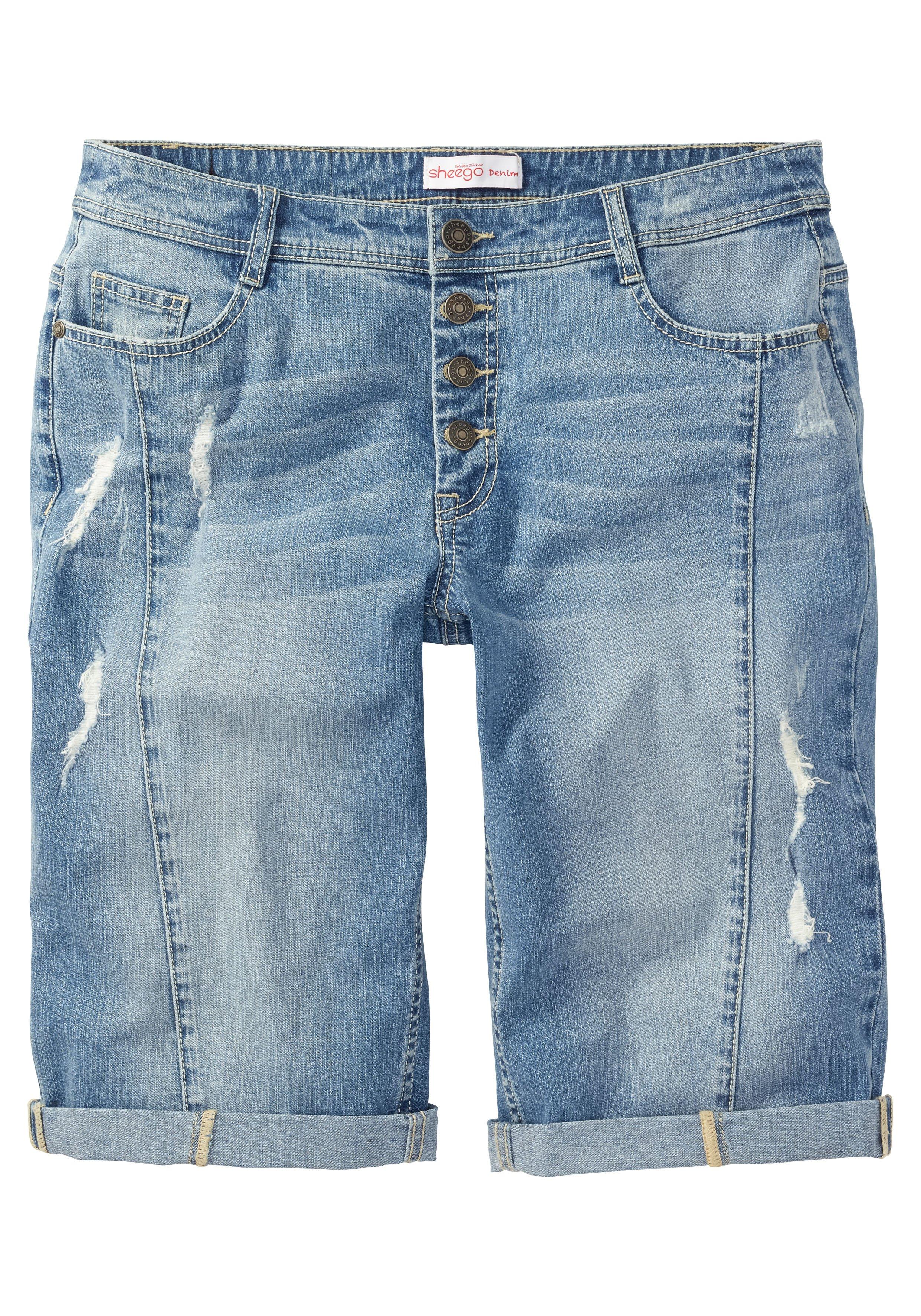 Jeansbermudas im Used-Look