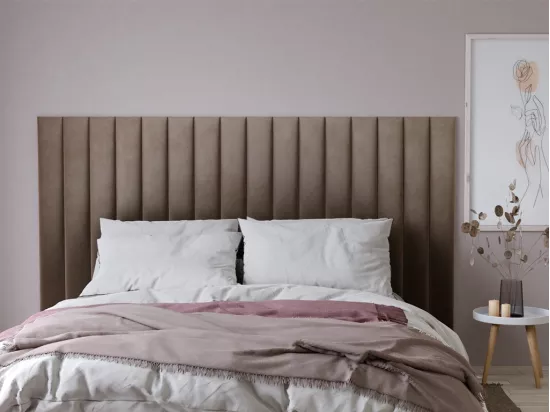 Panneaux muraux tête de lit - 220 cm - Velours - Beige - GONDA de Pascal Morabito