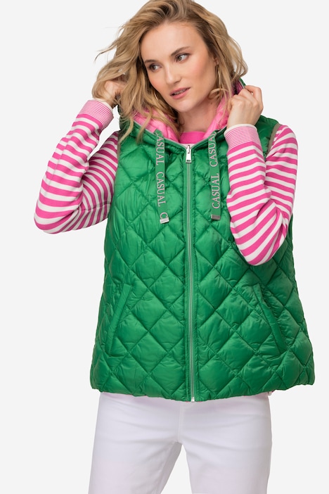 Wende-Steppweste, wasserabweisend, Kapuze, Zipper