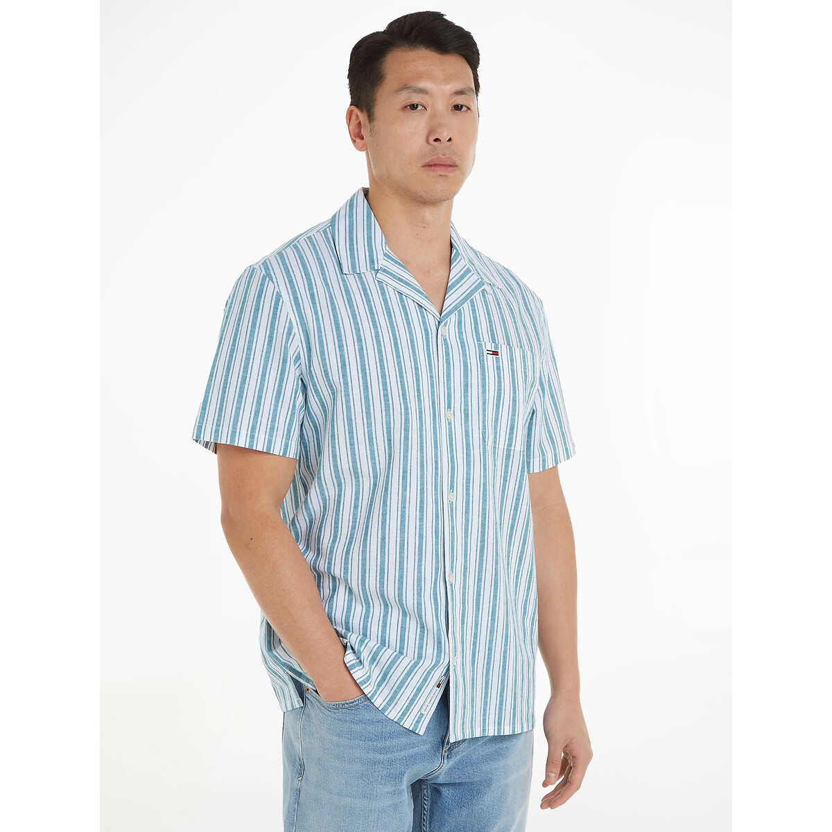 TOMMY JEANS<br>Camisa de linho listrada