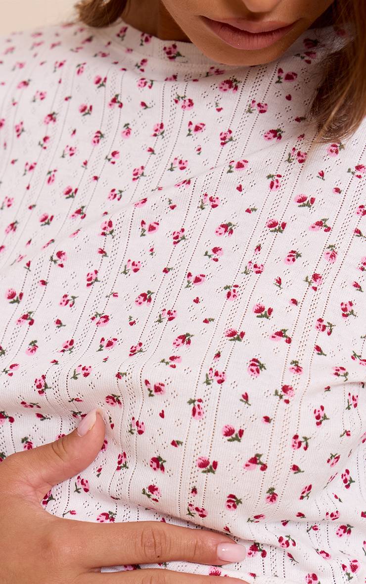 Multicolore Haut De Pyjama À Manches Longues En Pointelle