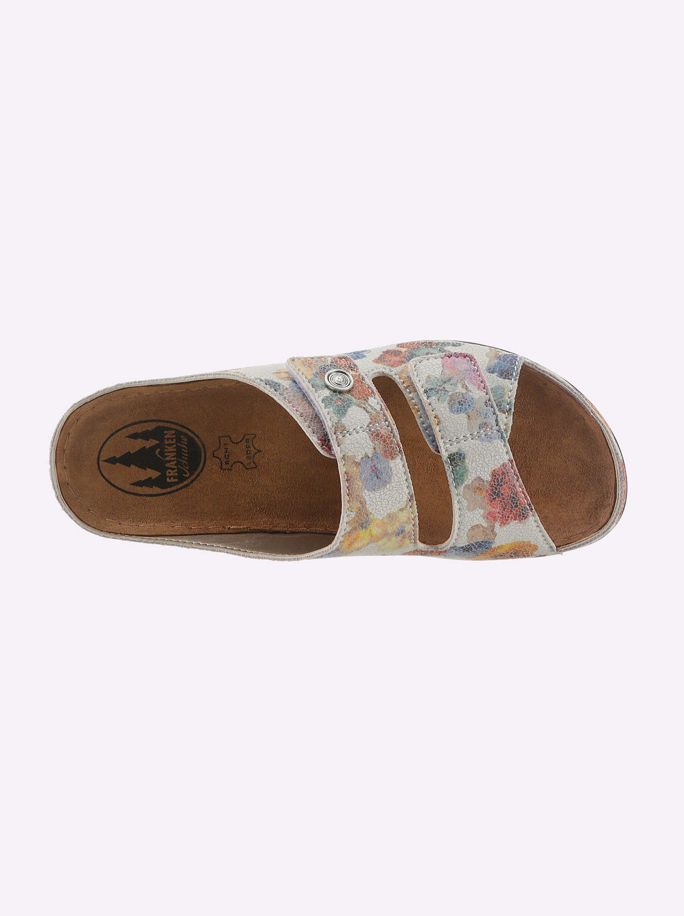 Franken Schuhe Pantolette in weiß-bunt