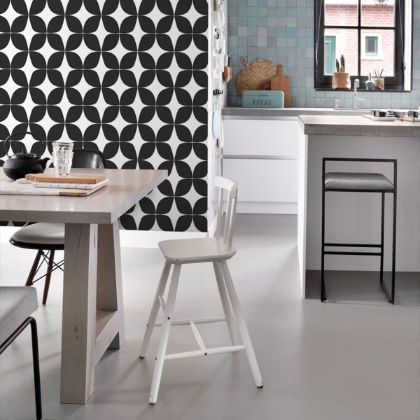 Estahome Grafisch Motief IV - 0,53 x 10,05 m - Okergeel / Wit
