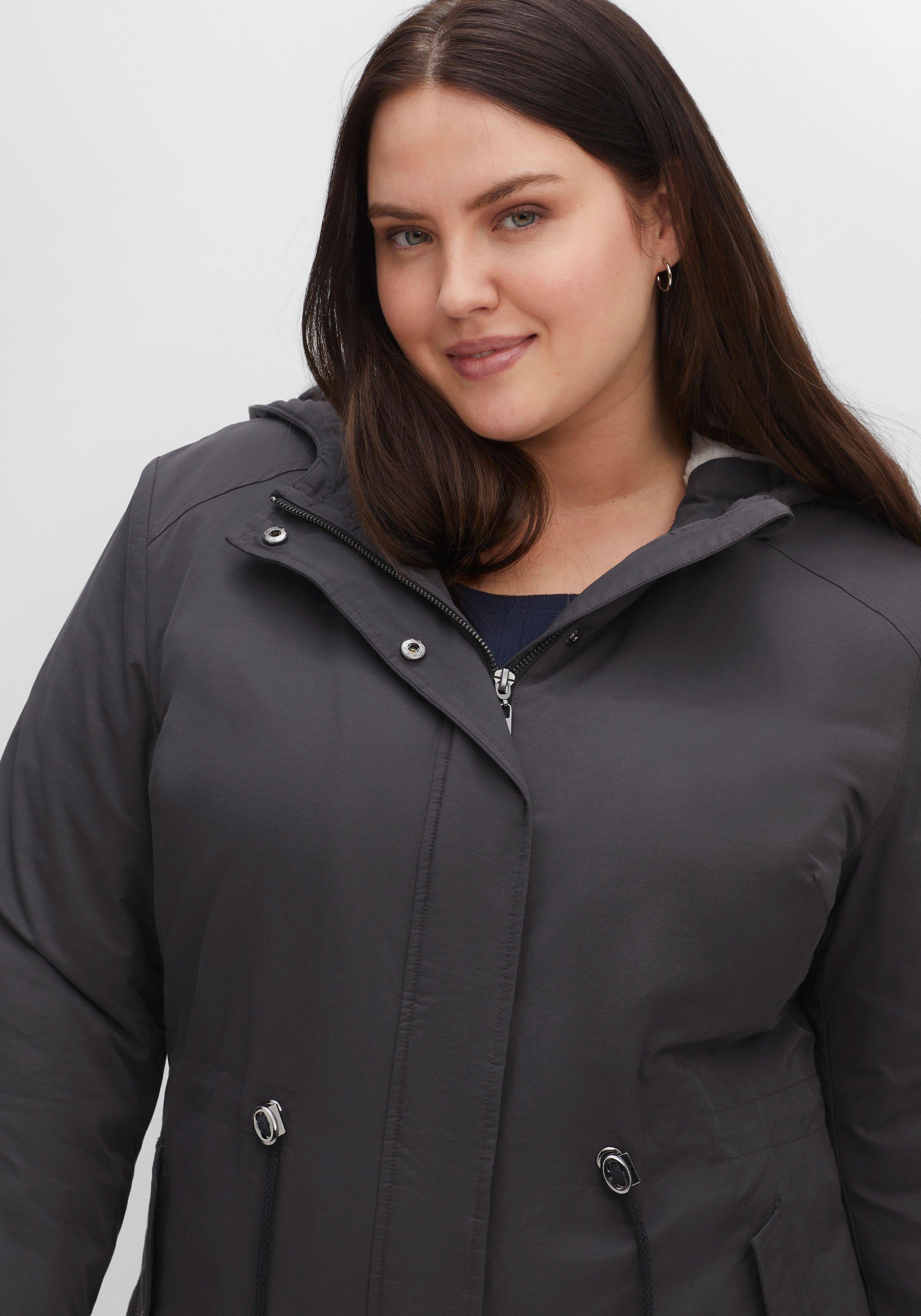 Longparka mit Teddyfutter und Taillen-Tunnelzug