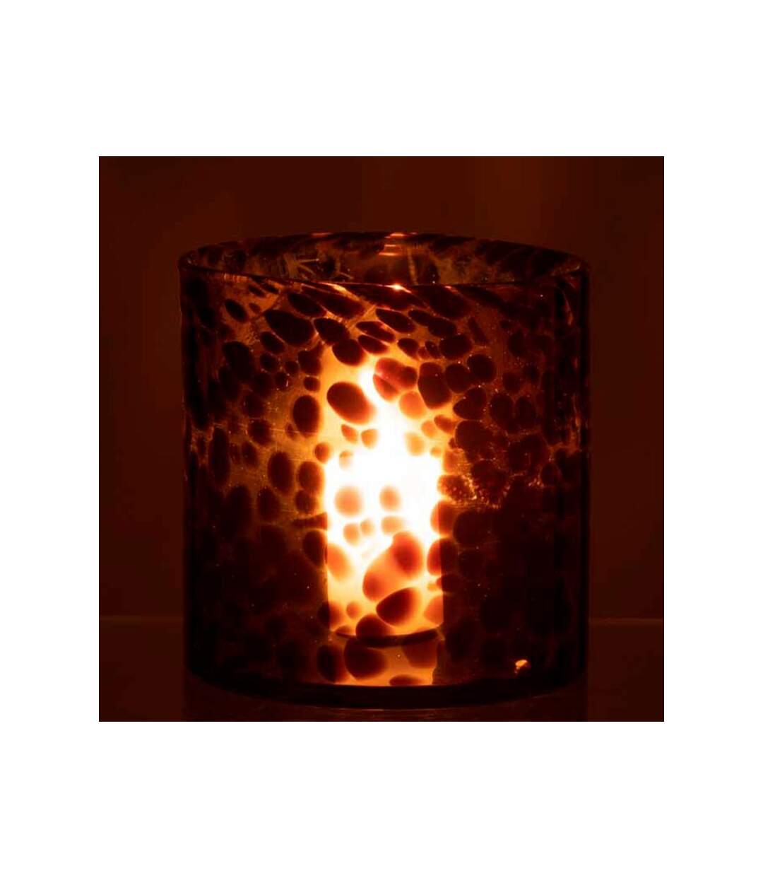 Paris Prix - Photophore En Verre cylindre Pois 18cm Marron