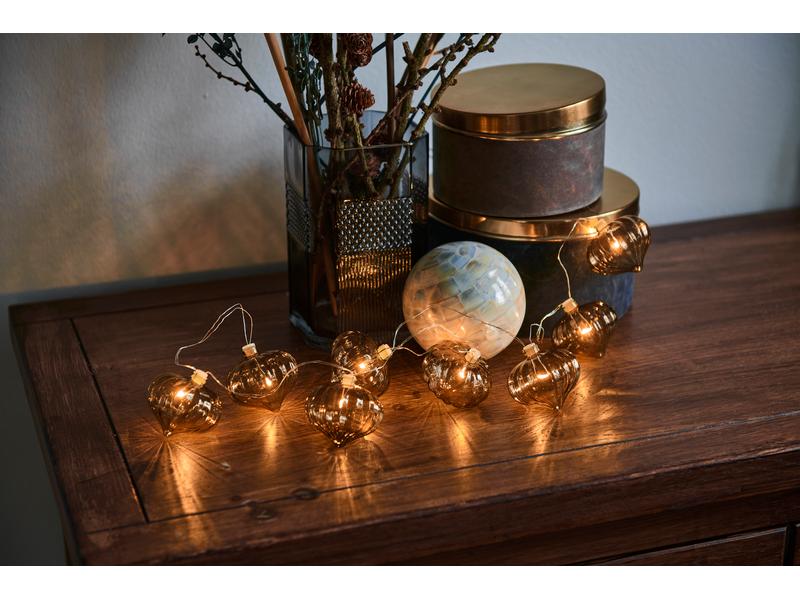 Sirius LED-Lichterkette Millie, 8 LEDs, 1.3 m, Braun Lichterkette mit 8 Lämpchen aus Glas