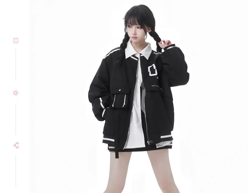 Florimi - Gestreept patchwork overhemd met lange mouwen