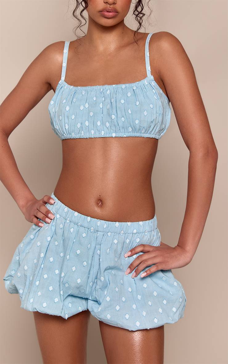 Bleu Layette Ensemble Short Bouffant À Pois En Coton