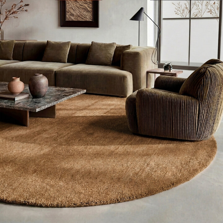 Rond wollen vloerkleed - Leone Taupe