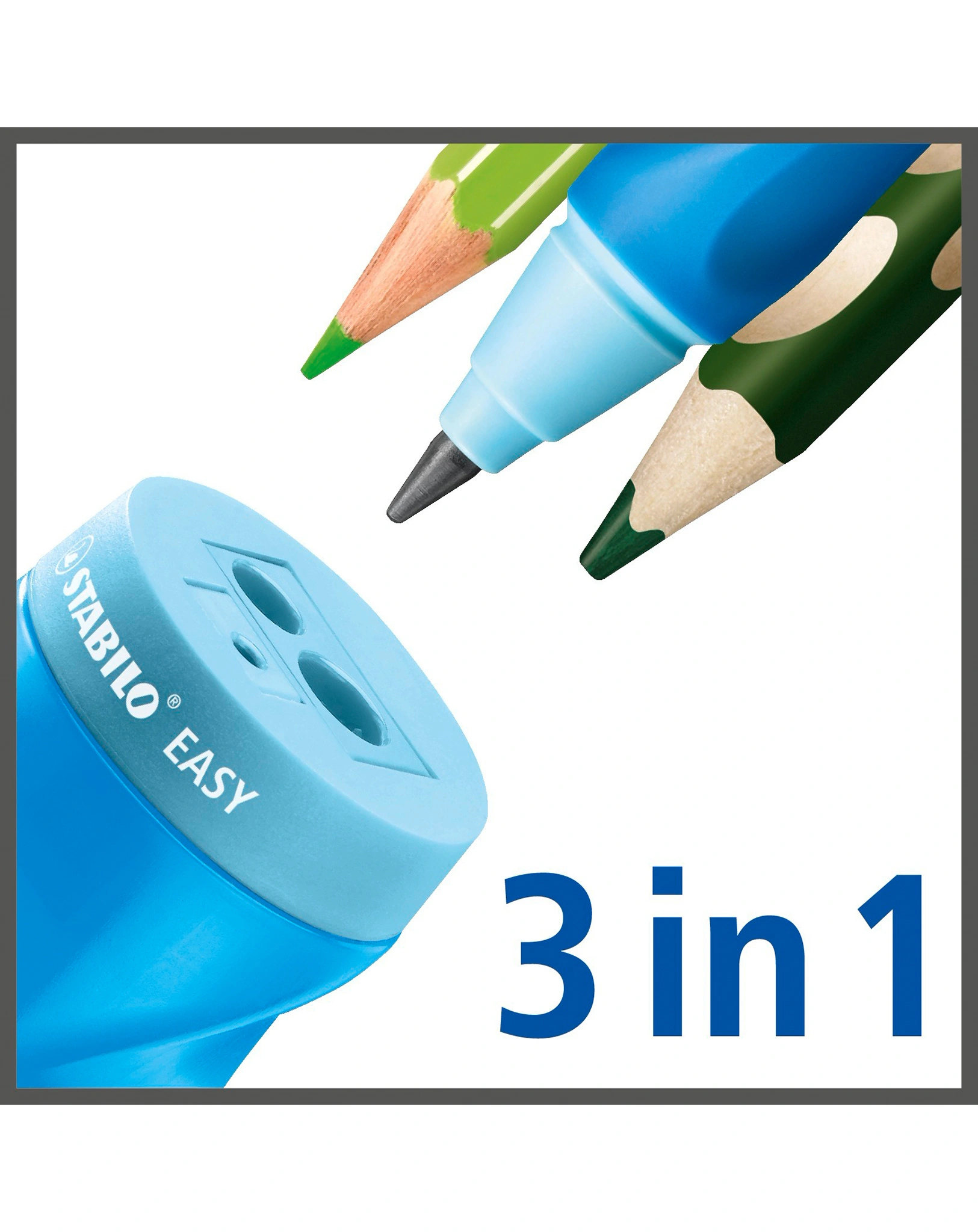 Anspitzer STABILO® EASYsharpener 3in1 ergonomisch für Rechtshänder in petrol