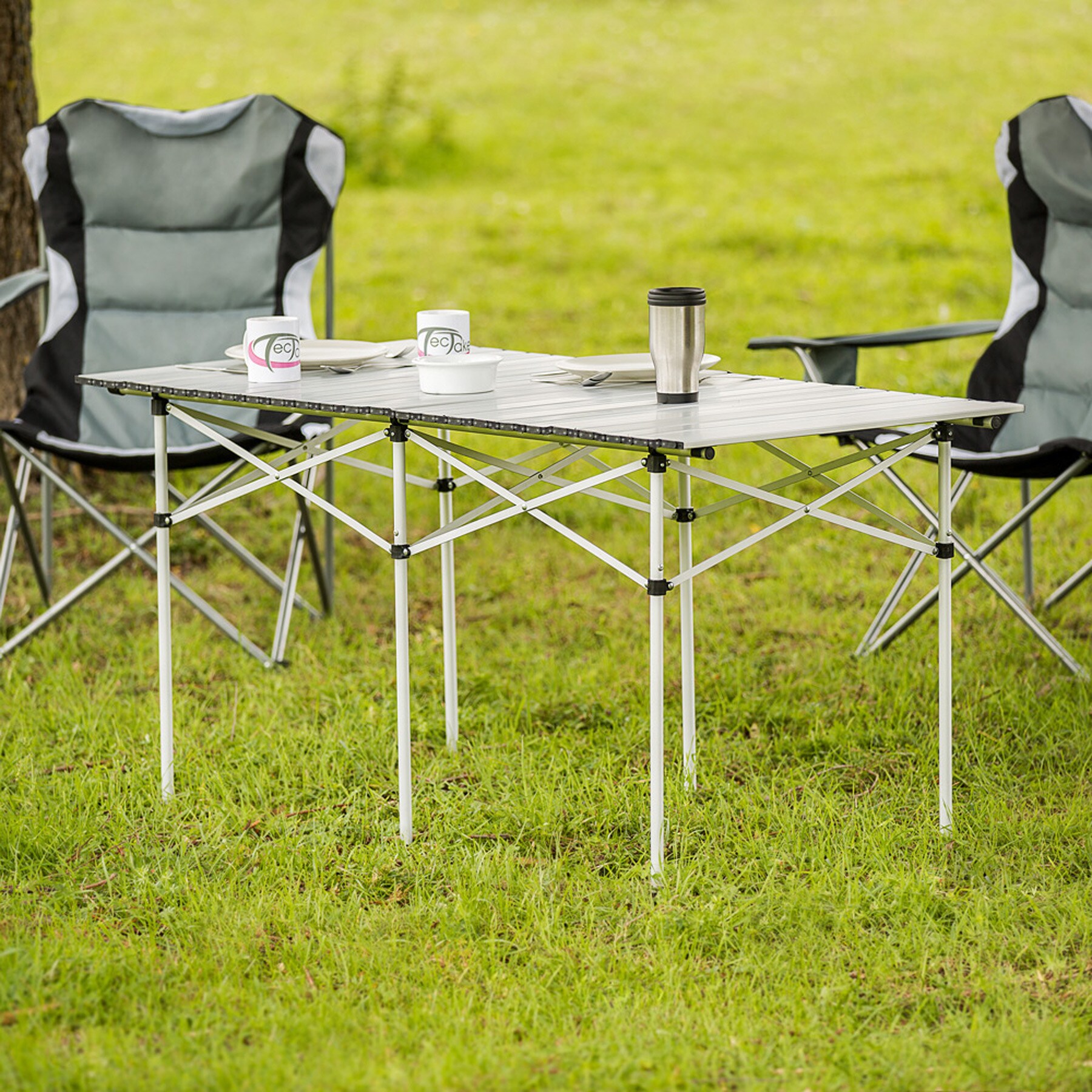 tectake® Campingtisch, klappbar, wetterfest, 140 x 70 x 70 cm