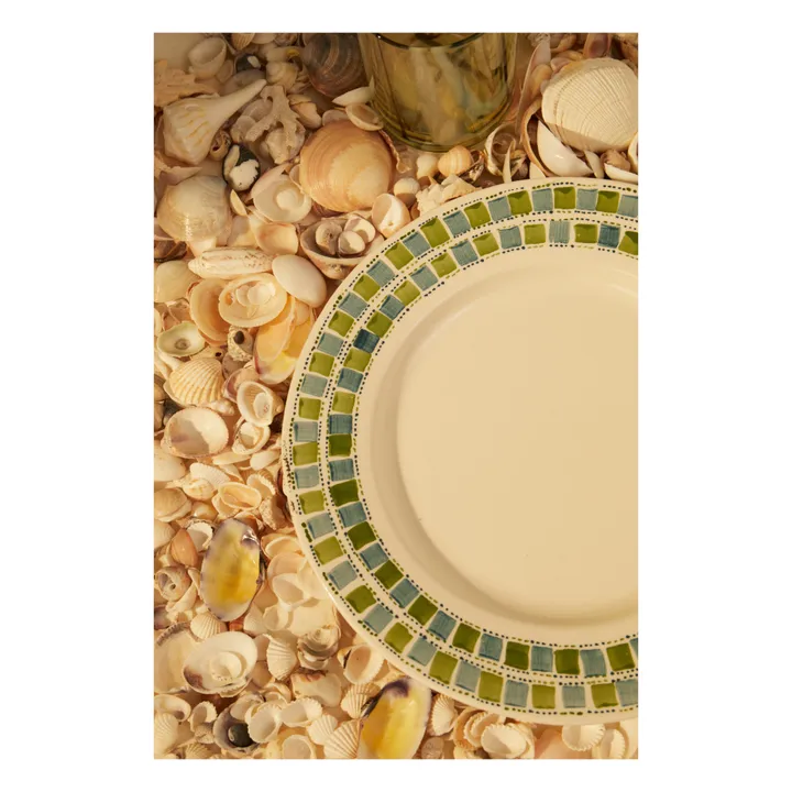 Tressé Assiette à dîner à damiers | Bleu Vert