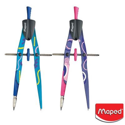 Maped Bow Precision System - Coffret compas 3 pièces - violet ou bleu