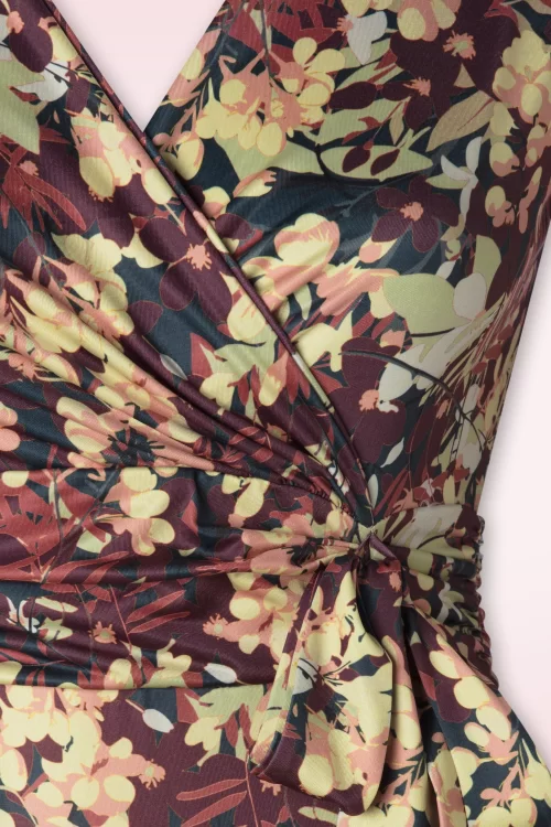 Vintage Chic for Topvintage Fresia Flower maxi jurk in wijnrood