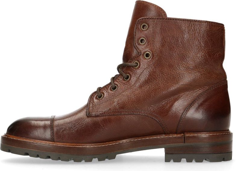 Manfield - Heren - Cognac leren veterboots