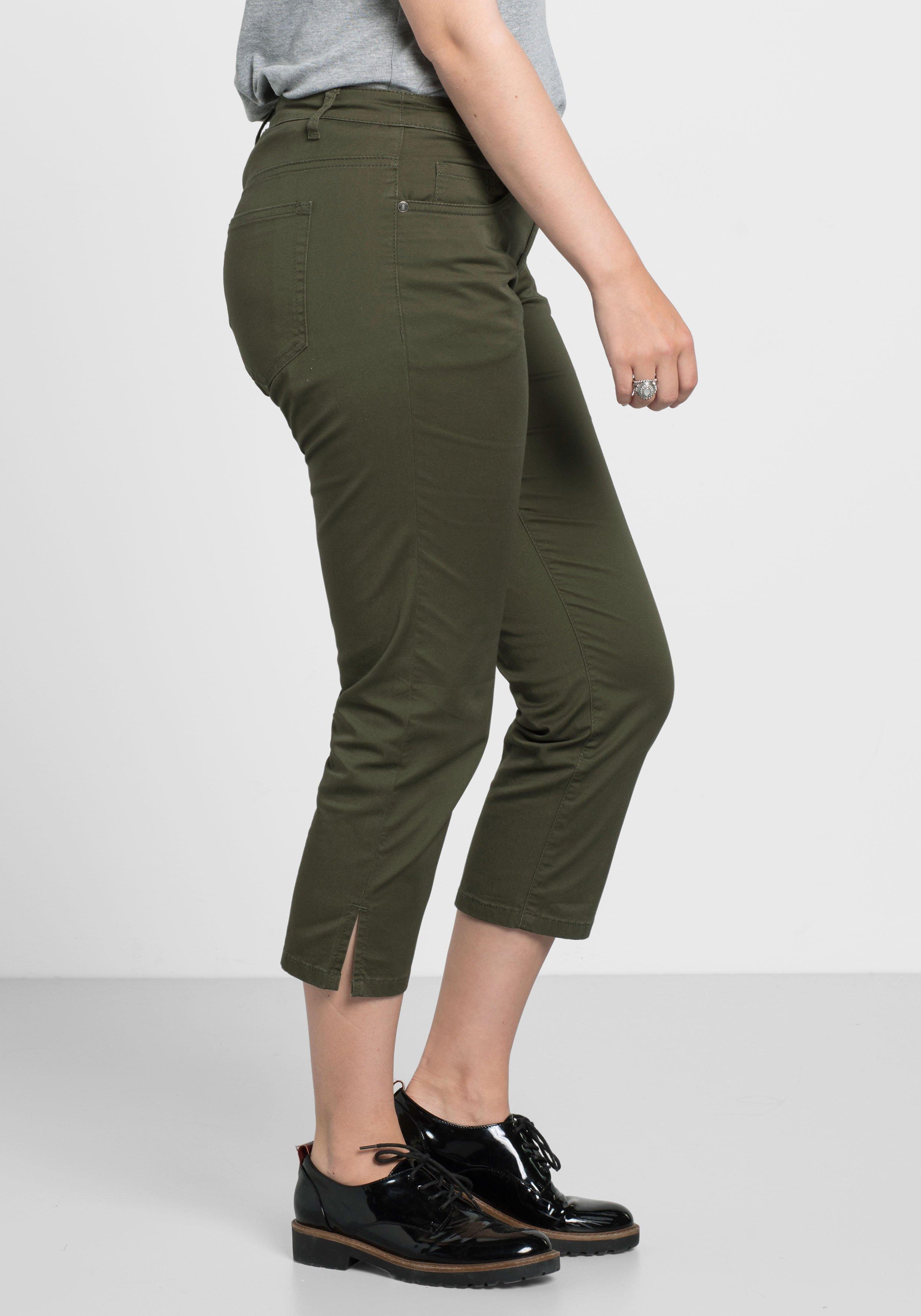 Schmale 7/8-Hose aus elastischem Baumwoll-Twill