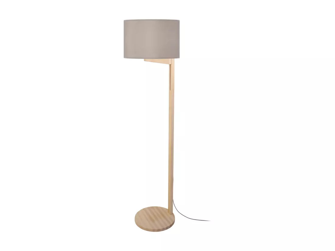 Lampadaire taupe,bois naturel 168 cm.