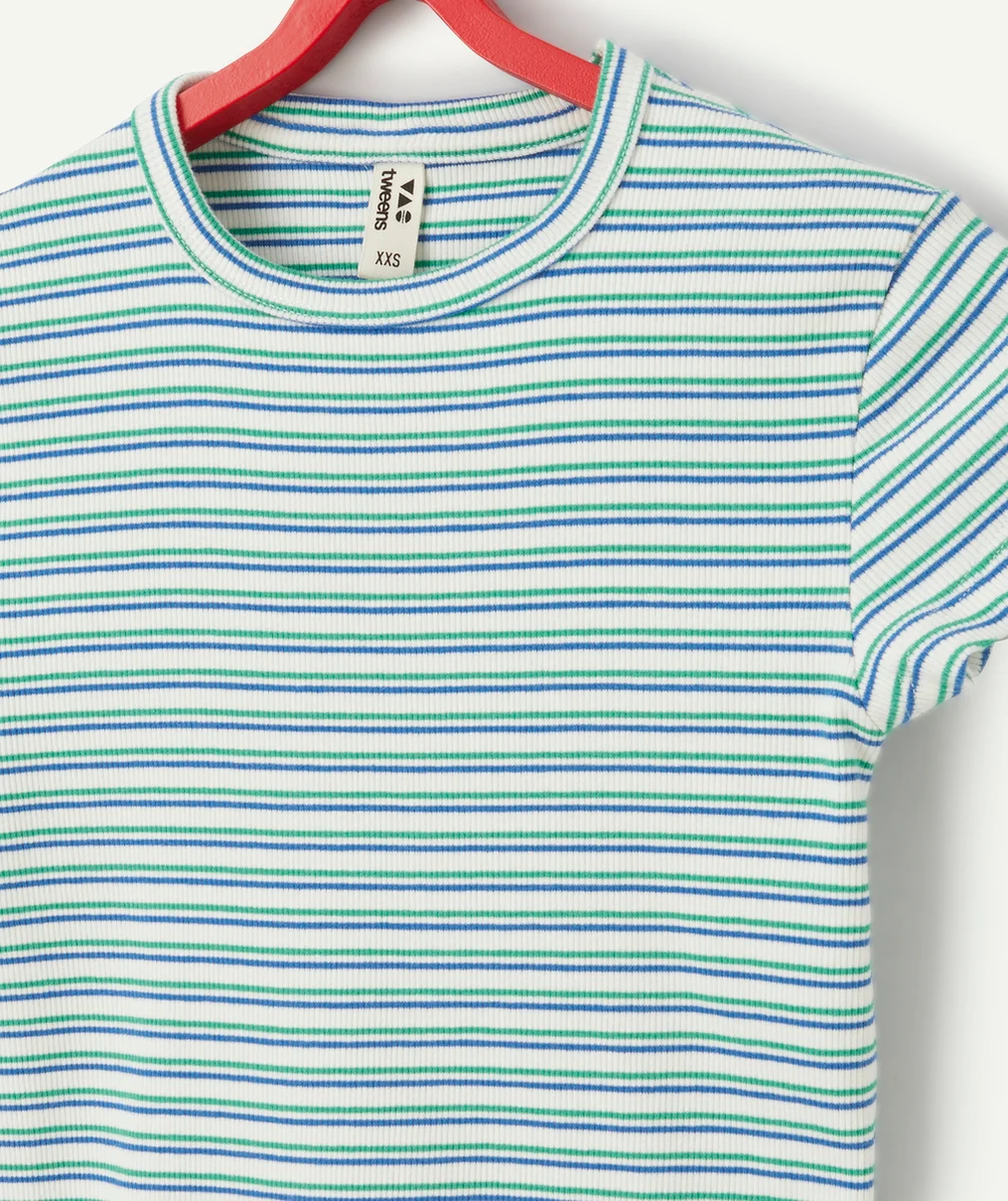 t-shirt manches courtes fille en coton bio à rayures