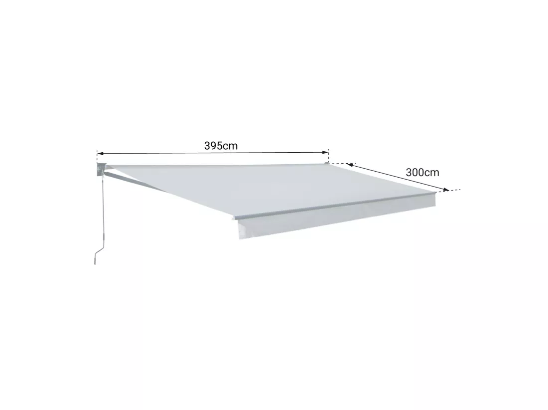 Store banne SAULE 3,95 × 3m - Toile grise et structure grise - HAPPY GARDEN