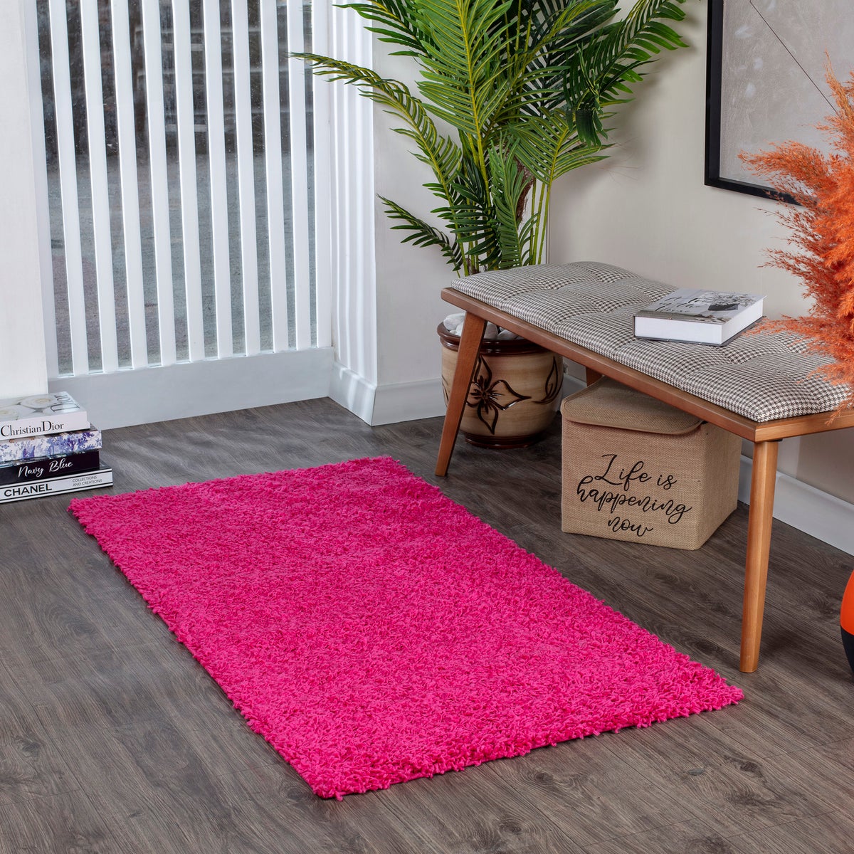 Modern hoogpolig shaggy vloerkleed Fuchsia 80x150 cm LILLY