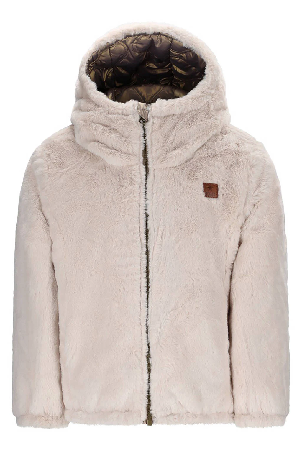 Like Flo imitatiebonten reversible jas beige