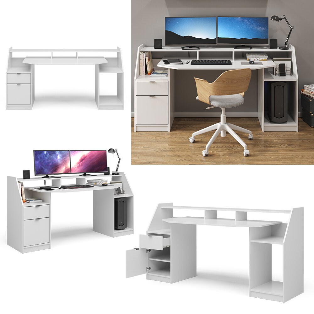 Vicco Schreibtisch Computertisch Bürotisch Home Joel Weiß Arbeitstisch PC Tisch