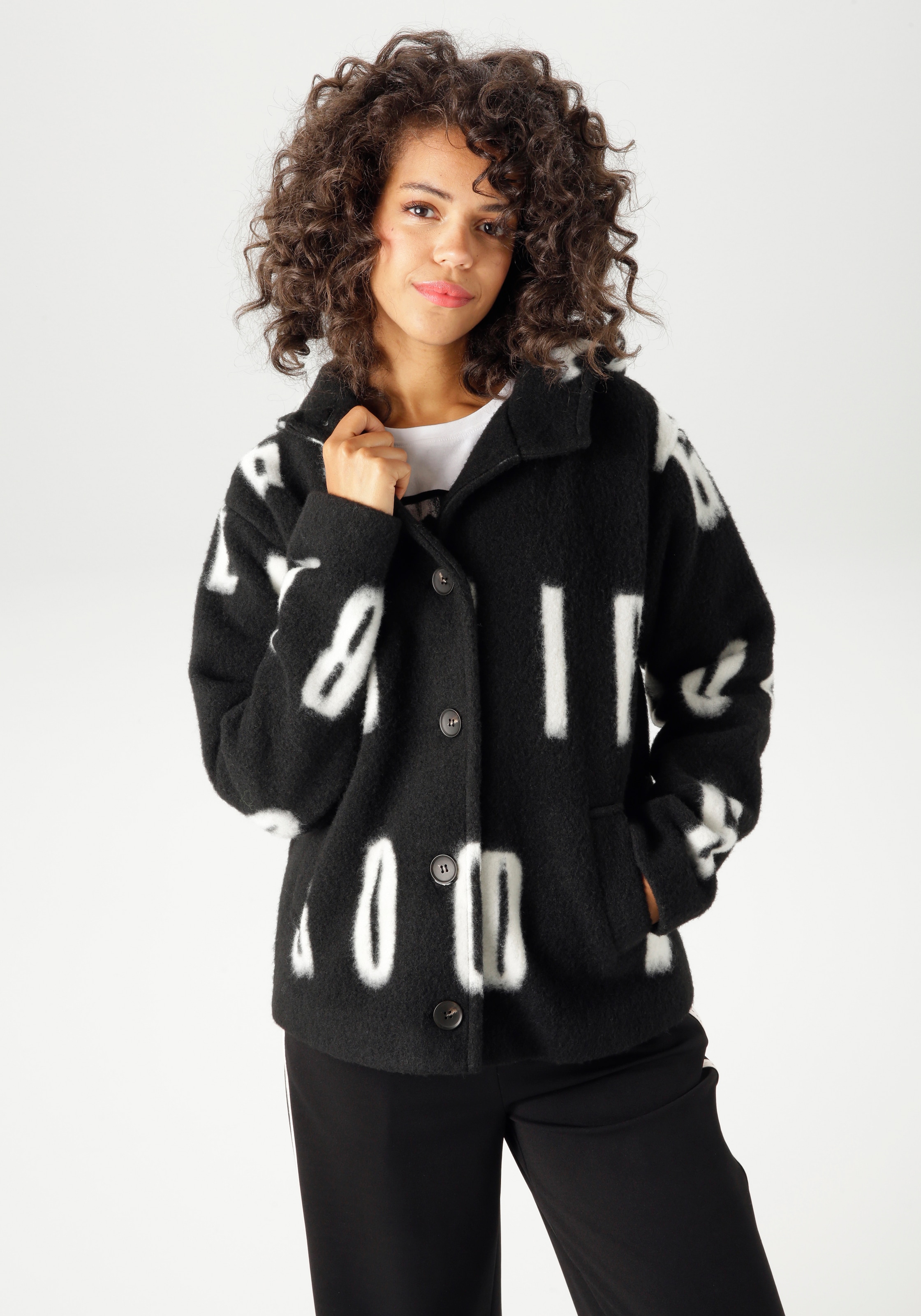 Aniston CASUAL Fleecejacke mit grossflächigem 
